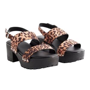 TORRID leopard double band chunky heel sandals women's shoes size 8 WW